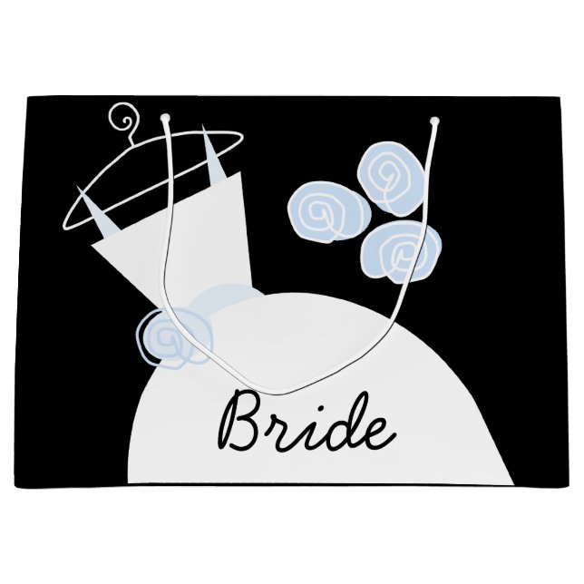 Boda Gown Blue Bride bolsa de regalo negro grande (Anverso)