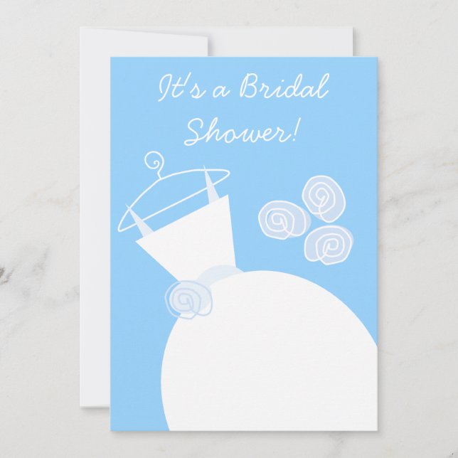 Boda Gown Blue novia ducha invitación (Anverso)