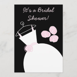 Boda Gown Invitación a la ducha de novia rosa negr
