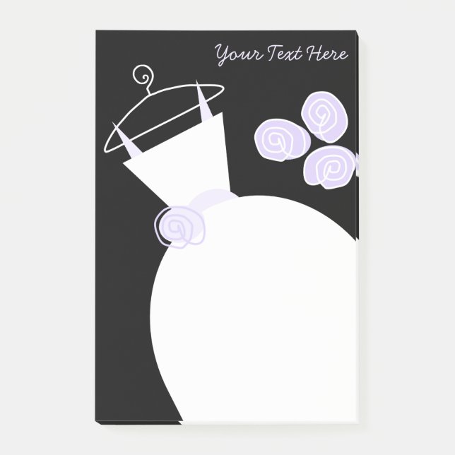 Boda Gown Purple texto nota negra post-it (Anverso)