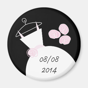 Boda Gown Rosa 'Date' imán de frigorífico negro