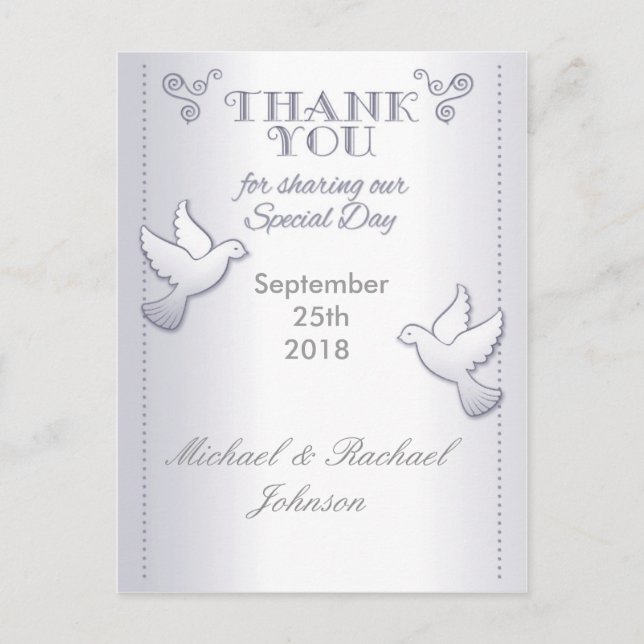 Boda Gracias A Postal Vintage Lovebirds (Anverso)