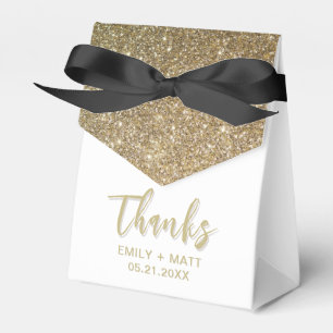 Boda Gracias Cajas De Favor Elegante Purpurina De