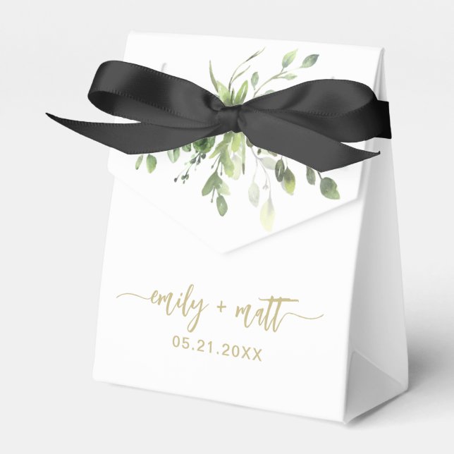 Boda Gracias Cajas Favoras De Eucalipto Moderno (Front Side)