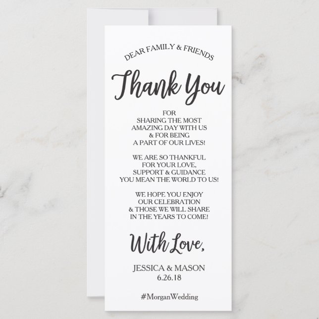 Boda Gracias Colocar Tarjeta - Hola Script (Anverso)