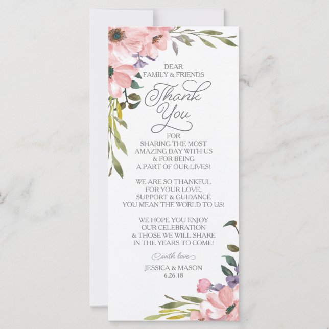 Boda Gracias Colocar tarjeta - Rosa de té (Anverso)