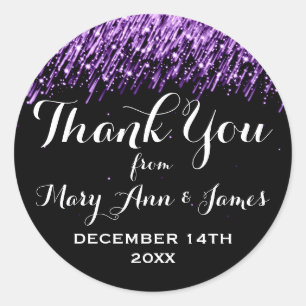 Boda Gracias Favor Etiqueta Caer Estrellas Púrpura