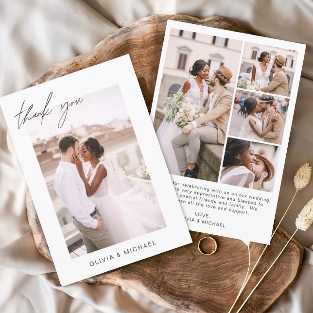Boda Gracias Foto Tarjeta Romántica Minimalista (Subido por el creador)