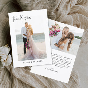 Boda Gracias Foto Tarjeta Romántica Minimalista