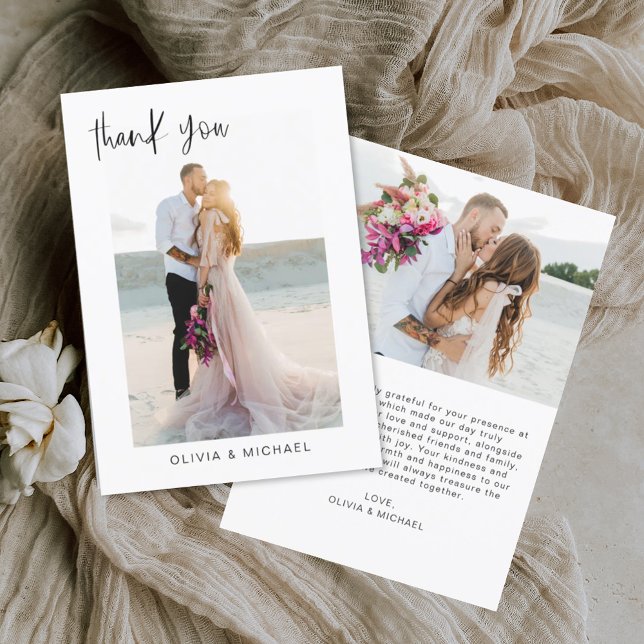 Boda Gracias Foto Tarjeta Romántica Minimalista (Subido por el creador)