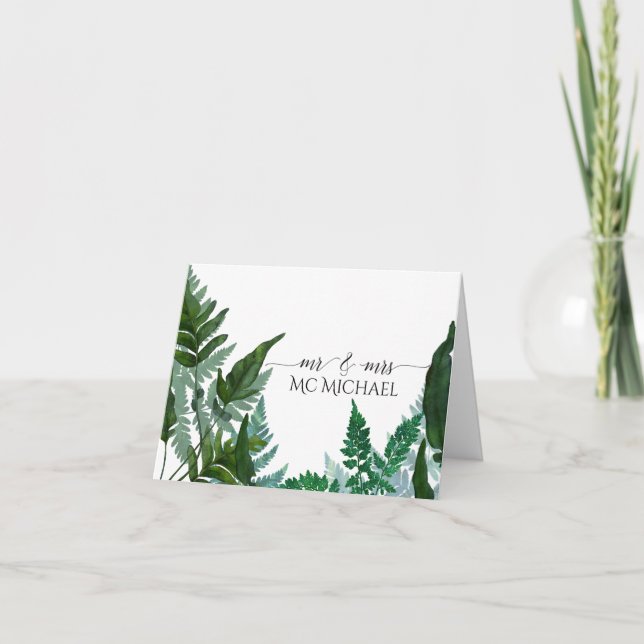 Boda Gracias Nota Foliage De La Hoja Ferina Botáni (Anverso)
