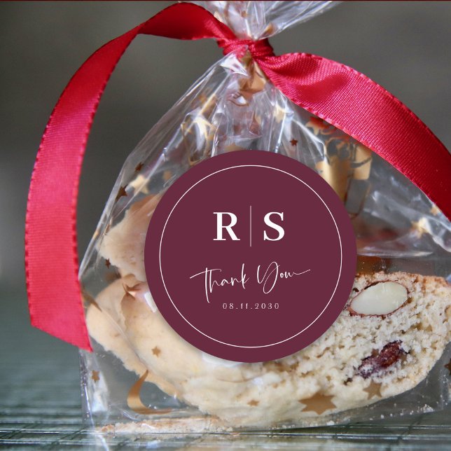 Boda Gracias Pegatina - Borgoña Elegancia (Wedding Thank You Sticker - Burgundy Elegance)