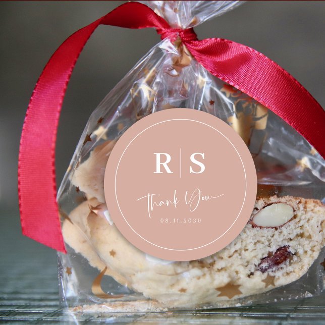 Boda Gracias Pegatina - Terracota e Iniciales (Wedding Thank You Sticker - Terracotta & Initials Customize)