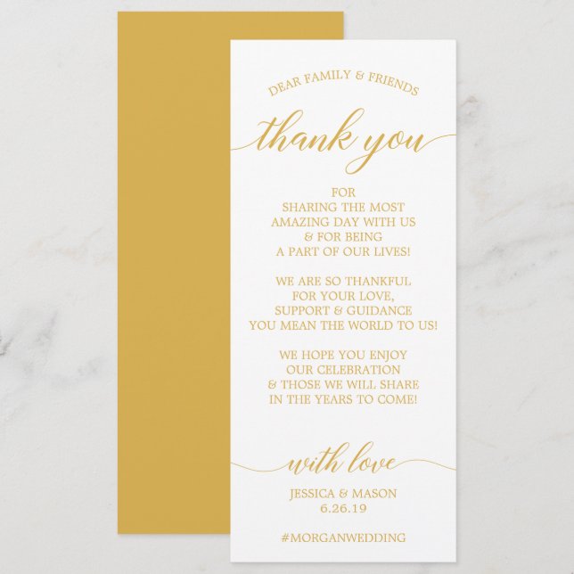Boda Gracias Por Colocar La Tarjeta De Oro (Anverso / Reverso)