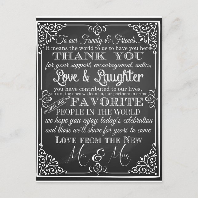 Boda gracias postal (Anverso)