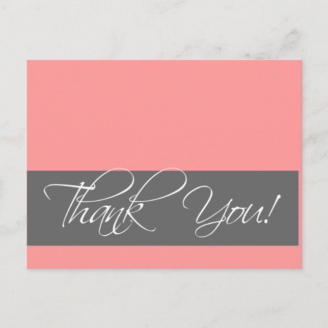 Boda Gracias Postales Gris Rosa Coral (Anverso)