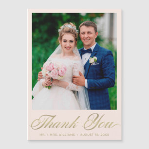 Boda Gracias Rubor Pink Gold Script Magnet
