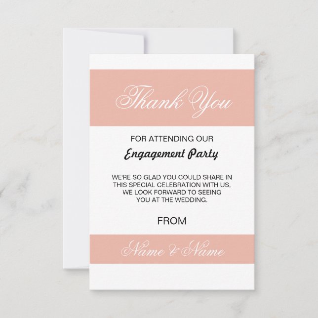 Boda Gracias tarjeta Coral y franja blanca (Anverso)