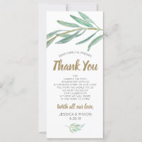 Boda Gracias Tarjeta De Lugar - Verdor Rústico