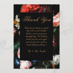 Boda Gracias Tarjeta Floral Negra Roja