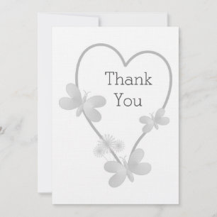Boda Gracias Tarjeta Mariposas De Corazón Plateado