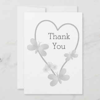 Boda Gracias Tarjeta Mariposas De Corazón Plateado