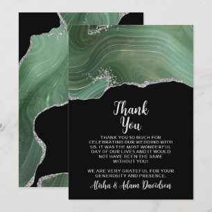Boda Gracias Tarjeta Plata Verde Purpurina Negro