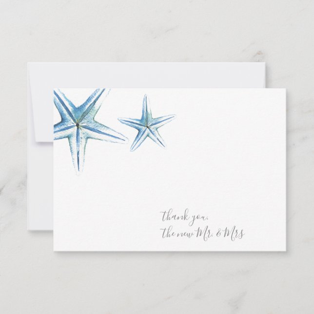 Boda Gracias Tarjetas Watercolor Starfish (Anverso)