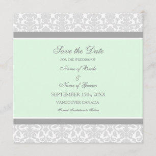 Boda gris de menta Guardar la tarjeta de fecha