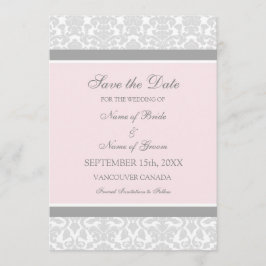 Boda gris rosa Guardar la tarjeta de fecha