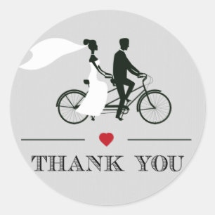 Boda Gris Tandem Bicicleta Gracias Pegatinas