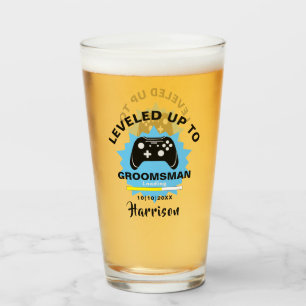 Boda Groomsman Leveling Up Gamer Fun Glass