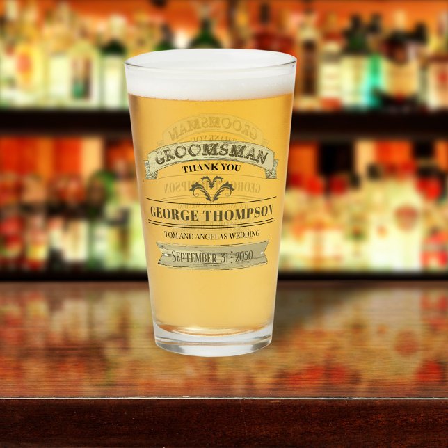 Boda Groomsman Vintage Classic Simple Glass (Subido por el creador)