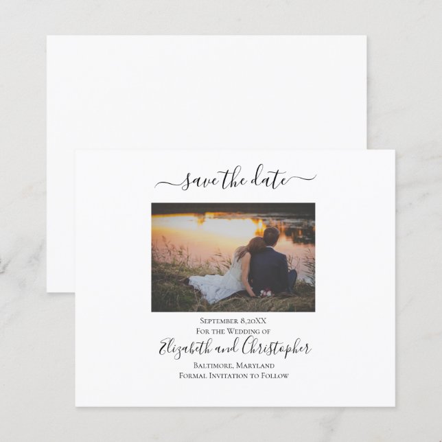 Boda Guardar La Elegante Tarjeta De Fotografía For (Anverso / Reverso)