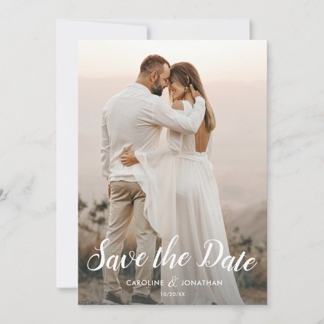 Boda Guardar la fecha 2 Fotos Bonito Script Font (Anverso)