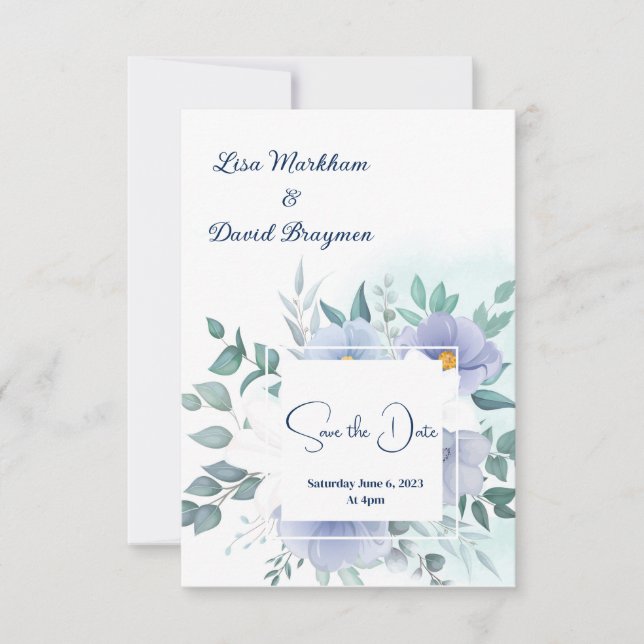 Boda Guardar La Invitación De Fecha (Anverso)