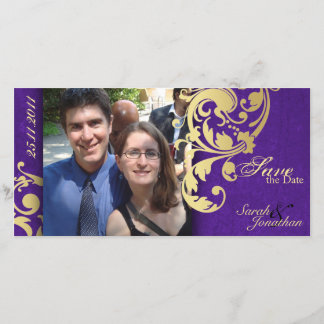 Boda Guardar la Invitación de fecha - Oro púrpura
