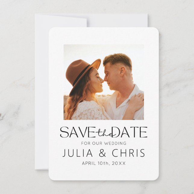 Boda Guardar la tarjeta de fecha con foto Vellum (Anverso)