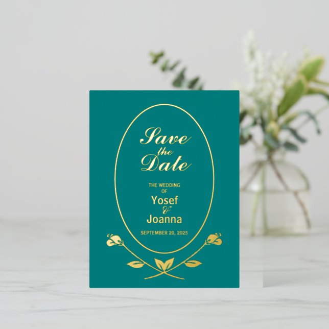 Boda Guardar la tarjeta postal de invitación al Re (Anverso de pie)