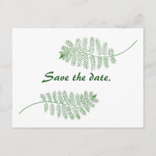 Boda Guardar las postales de fecha, helechos verde