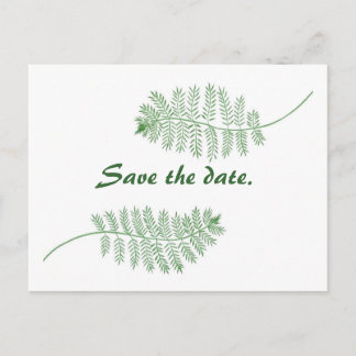 Boda Guardar las postales de fecha, helechos verde