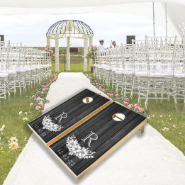 Boda Guest Book Rustic Wood Floral Monogramado