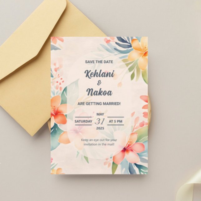 Boda Hawaiana Salva La Invitación De Fecha (Subido por el creador)