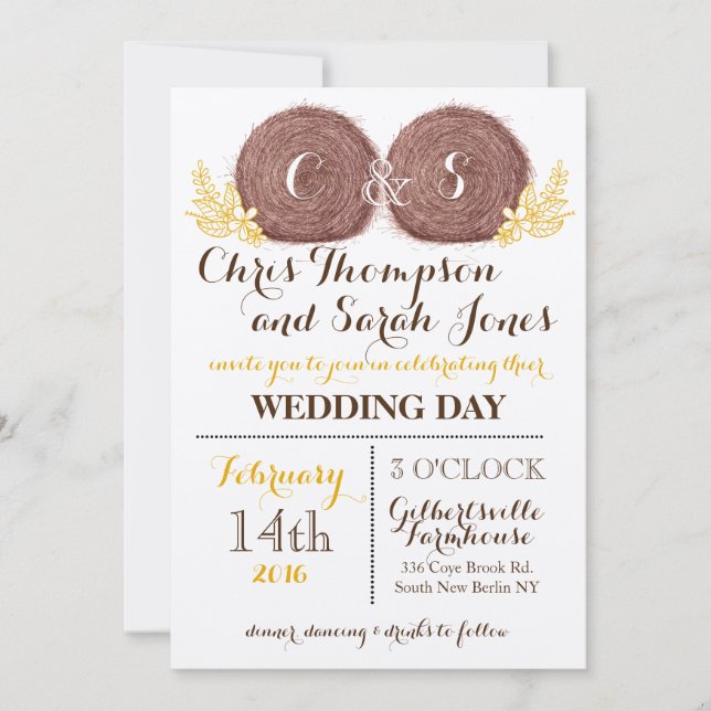Boda Hay Bales DE BODA INVITACIÓN (Anverso)