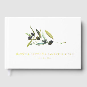 Boda Huéspedes Libros Acuarela Oliva Botánica