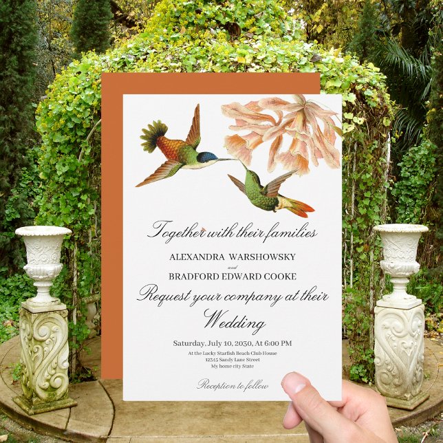 Boda Hummingbird Lily Watercolor Terracotta (Subido por el creador)