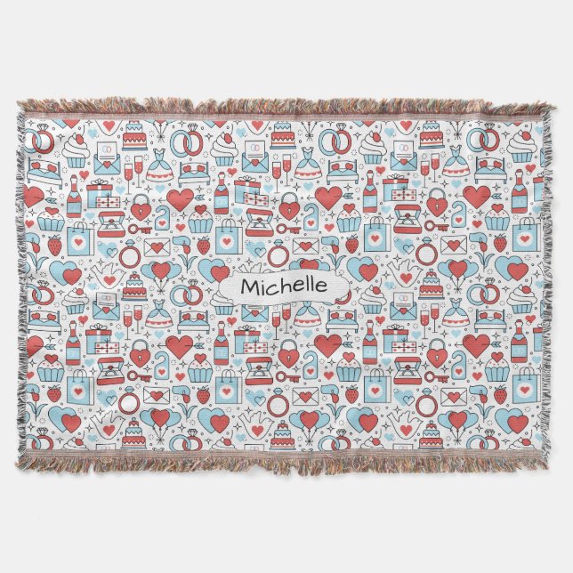 Boda Icons nombre personalizado lanzar manta (Anverso)