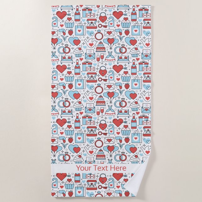 Boda Icons personalizado de texto toalla de playa (Anverso)