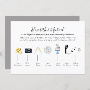 Boda Ilustrado Cronología Invitación Iconos Divers