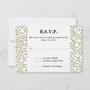 Boda impresa de la jirafa blanca dorada RSVP